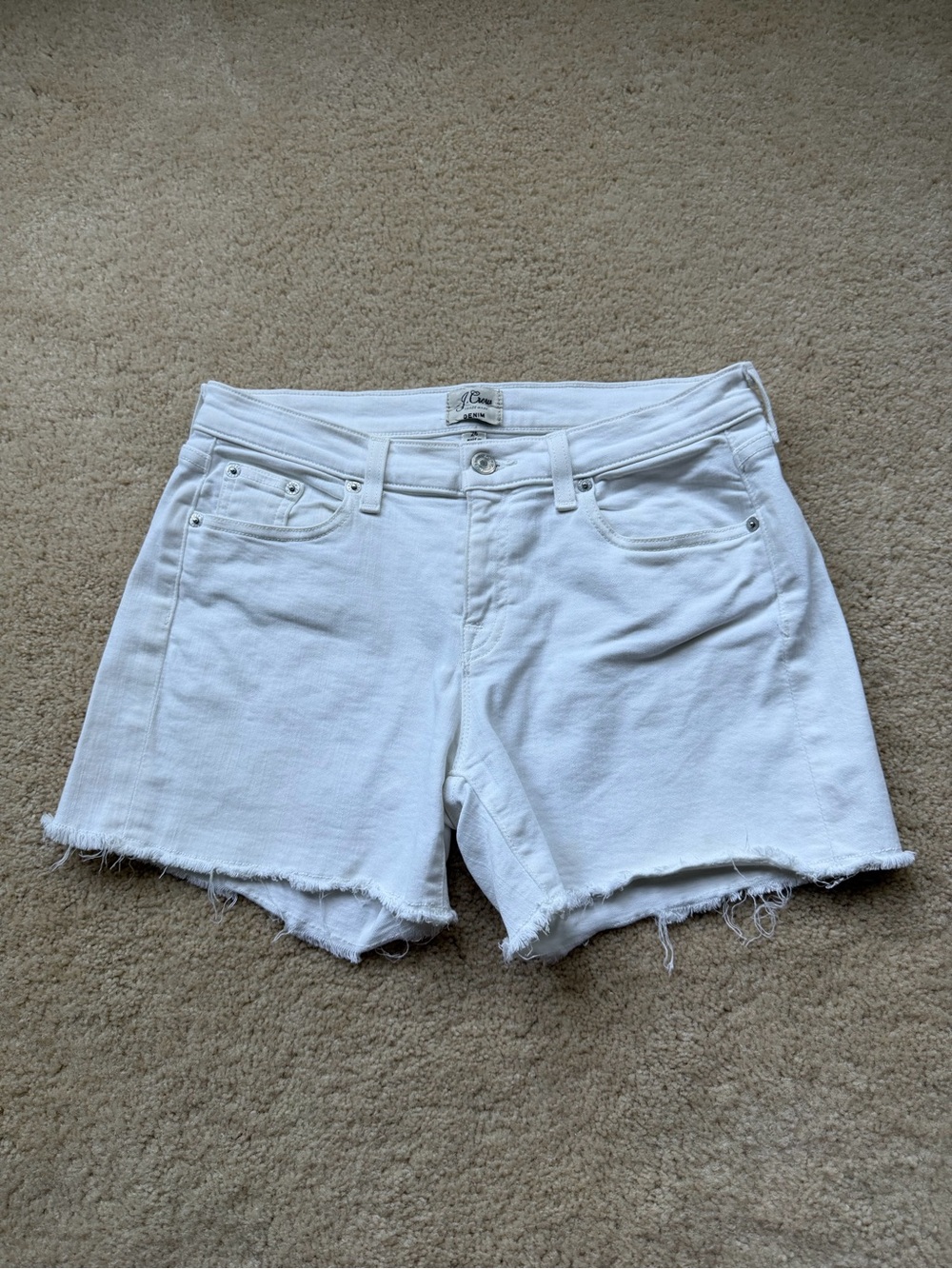 J.Crew Women’s Ivory White Cut-off Denim Shorts - Sz 26 - EUC - Stretch
